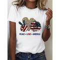 Women'WB shield Peace, Love & America Graphic T-Shirt