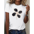 Women'WB shield 100% Round Neck Short-Sleeve T-Shirt with Floral Print, Lightweight & Breathable for Spring/Summer,...