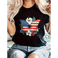 Women'WB shield Patriotic Butterfly Graphic T-Shirt