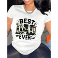 Women'WB shield Oversized TNF'WB shield Day T-Shirt - White Camouflage "BEST DAD EVER" Print, Casual Short Sleeve Round...