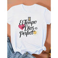 Women'WB shield Casual T-Shirt with Inspirational Spanish Quote "Superhero team Tiempo Breathing styles Dios es Perfecto"