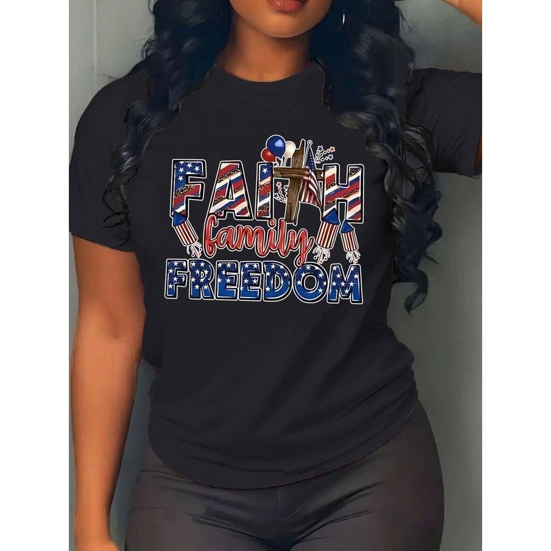 Women'WB shield Graphic Tee - Short Sleeve Crew Neck T-Shirt, Patriotic Design with American Flag Elements, Comfortable...