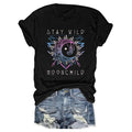 Sun & Moon Print Crew Neck T-shirt, Casual Short Sleeve Top For Spring & Summer, Women'WB shield Clothing Hoodie, Sweatshirt