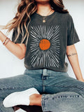 Sunburst Vintage Garment Dyed, Boho, Oversized, Vintage Tshirt, Spring Clothing Hoodie, Sweatshirt | RetroVerseTees.com