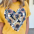 Sunflower and Turquoise Heart Graphic Tee Hoodie, Sweatshirt | RetroVerseTees.com
