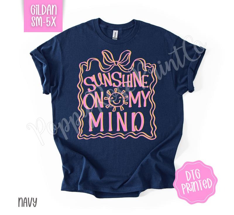 Sunshine On My Mind Gildan Tshirt, Cute Summer Shirt, Girly Beach Tee Hoodie, Sweatshirt | RetroVerseTees.com