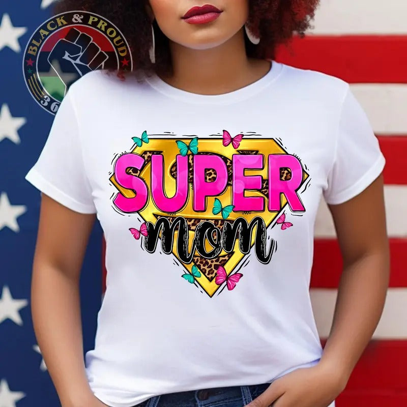 Super Mom Shirt, Melanin Mom T-shirt, Leopard Black Mama Tees, African American Woman Black Love Tee, Black Girl Magic...