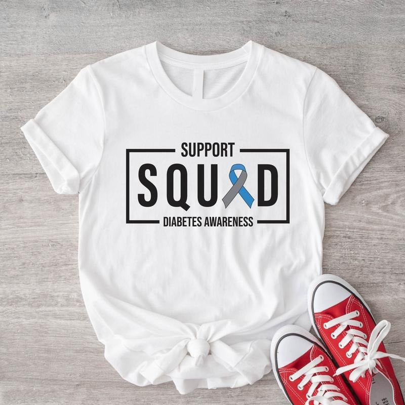 Support Squad Diabetes Awareness Shirt, Matching Support Family Shirt, Blue Ribbon Shirt, Diabetes Warrior Tee, Gifts for...