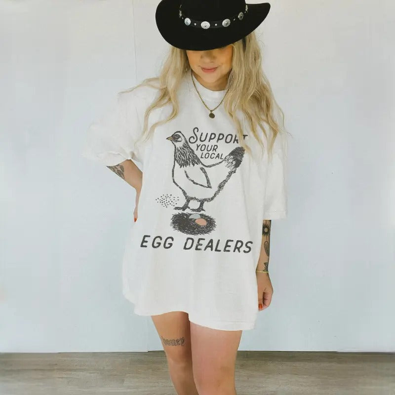 Support Your Local Egg Dealer Trendy Country Tshirt, graphic tees women, western outfits women, western tops clothing,...
