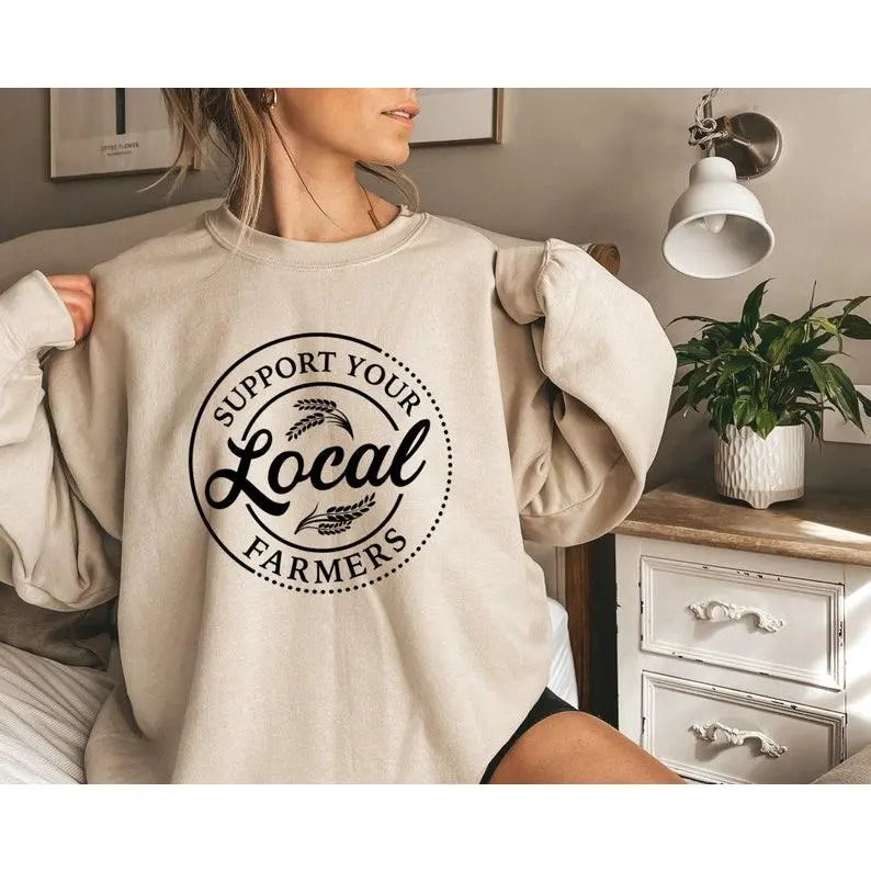 Support Your Local Farmers Sweatshirt, Farmer Gift, Farm Sweatshirt Farmer Hooded Sweat, Country Hoodie, Animal...