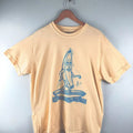 Surfing Banana  Woodblock Hand-Printed T-Shirt Cotton Menswear Top Graphics Minimalist Streetwear Casual Hoodie, Sweatshirt