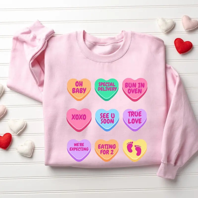 Surprise Valentine Pregnancy Announcement Sweatshirt, Valentines Pregnancy Sweatshirt T-Shirts, Hoodie | RetroVerseTees.com