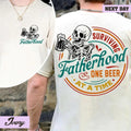 Surviving Fatherhood One Beer At A Time Fatherhood Front And Back Shirt, Funny Father Tee, Drinking Husband, Fathers Day...