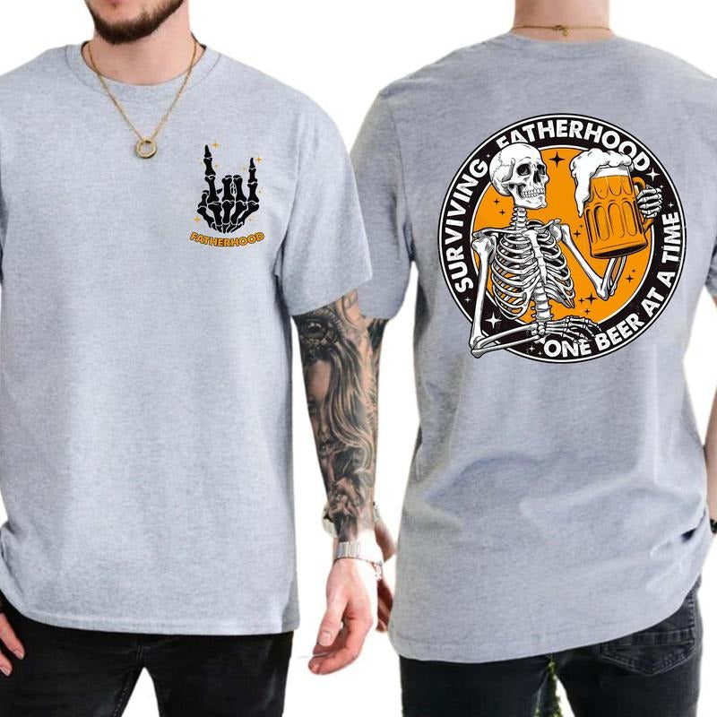 Surviving Fatherhood One Beer At A Time Shirt, Funny Fathers Day Shirt, Fathers Day Shirt, Drinking Dad Shirt, Happy...