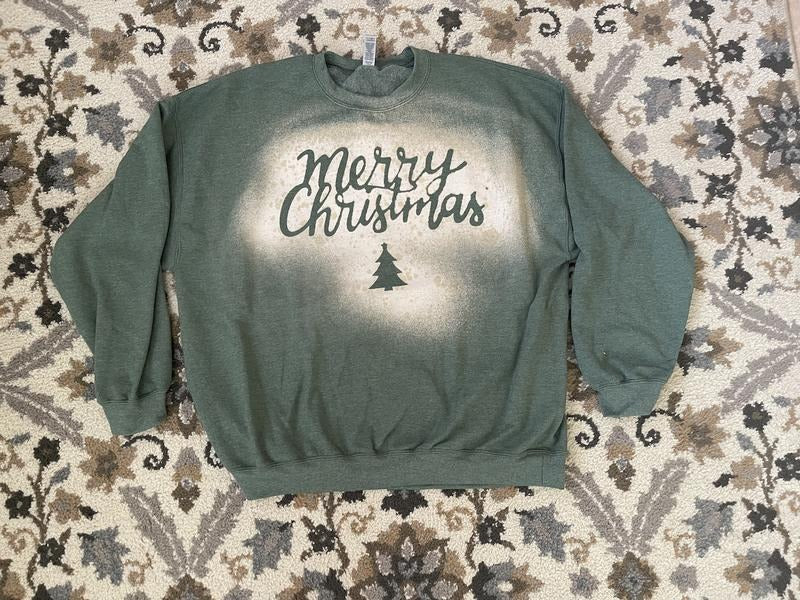 Green Bleached Merry Christmas Tee/Sweatshirt Hoodie | RetroVerseTees.com
