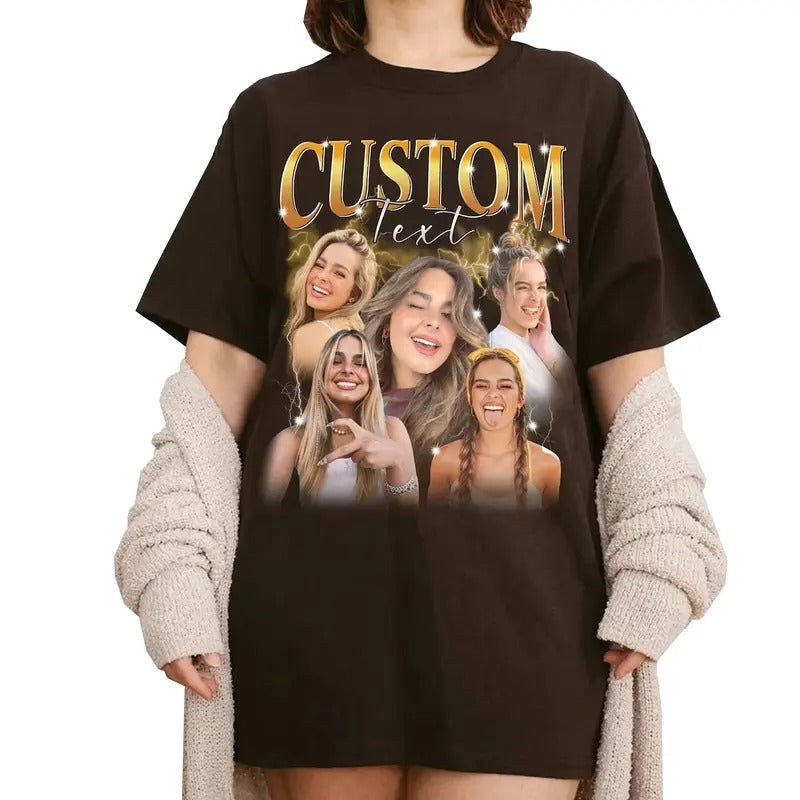 Custom Photos Women's Shirt Top - Casual Classic Oversized Drop Shoulder Crew Neck T-Shirt / Sweatshirt Hoodie