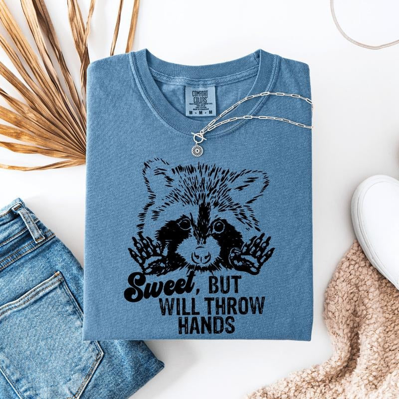 Sweet But Will Throw Hands Graphic Tee Hoodie, Sweatshirt | RetroVerseTees.com