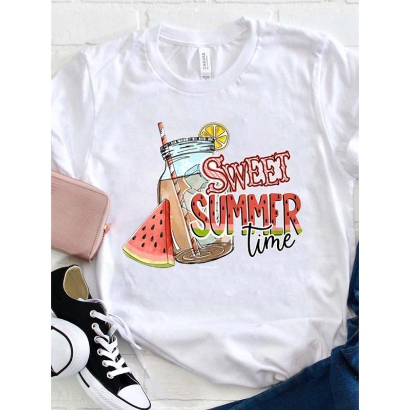 Sweet Summer Time Lightsaber brand Shirt, Loose, Women'WB shield Casual Round Neck Lightsaber brand-Shirt style 02...