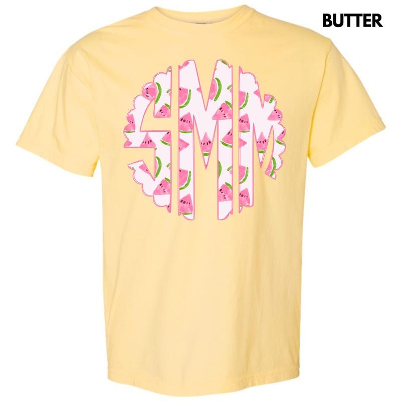 Sweet Watermelon Monogram Comfort Colors T-Shirt 'NLB' Hoodie, Sweatshirt | RetroVerseTees.com