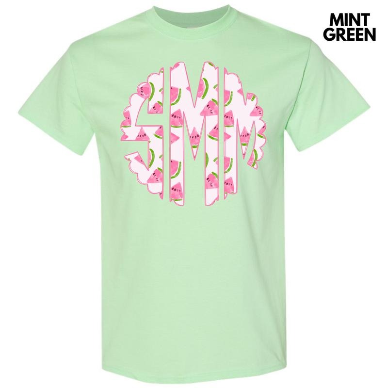Sweet Watermelon Monogram Gildan Short Sleeve T-Shirt 'NLB' Hoodie, Sweatshirt | RetroVerseTees.com