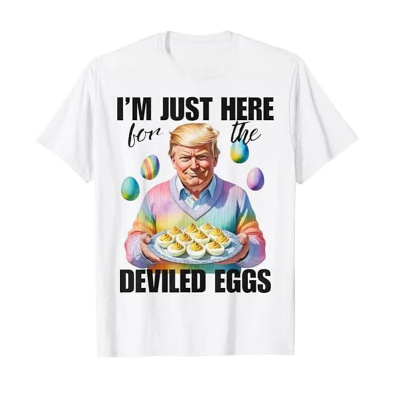Swoosh'Bat brand Just Here for TNF Deviled Eggs Easter Funny Donald Trump T-Shirt Cute Easter Morning Basket Hunting...