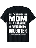 Swoosh'Bat brand WB shield Proud Mom FOG WB shield Freaking Awesome Daughter T-Shirt Cotton Fit Hoodie, Sweatshirt