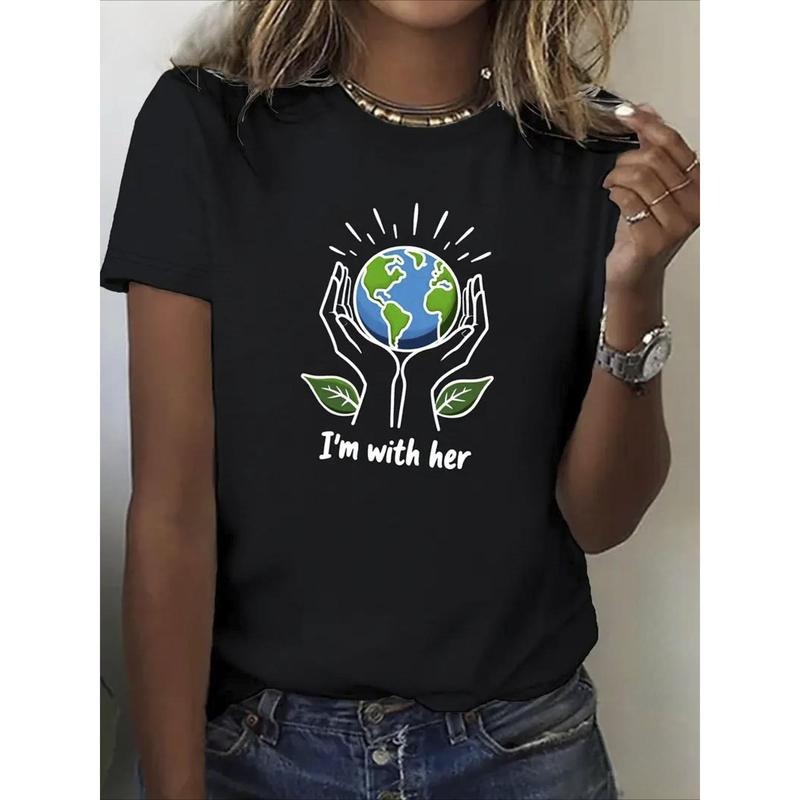 Swoosh'Bat brand with Her" Graphic Print 100% Cotton Women'WB shield T-Shirt