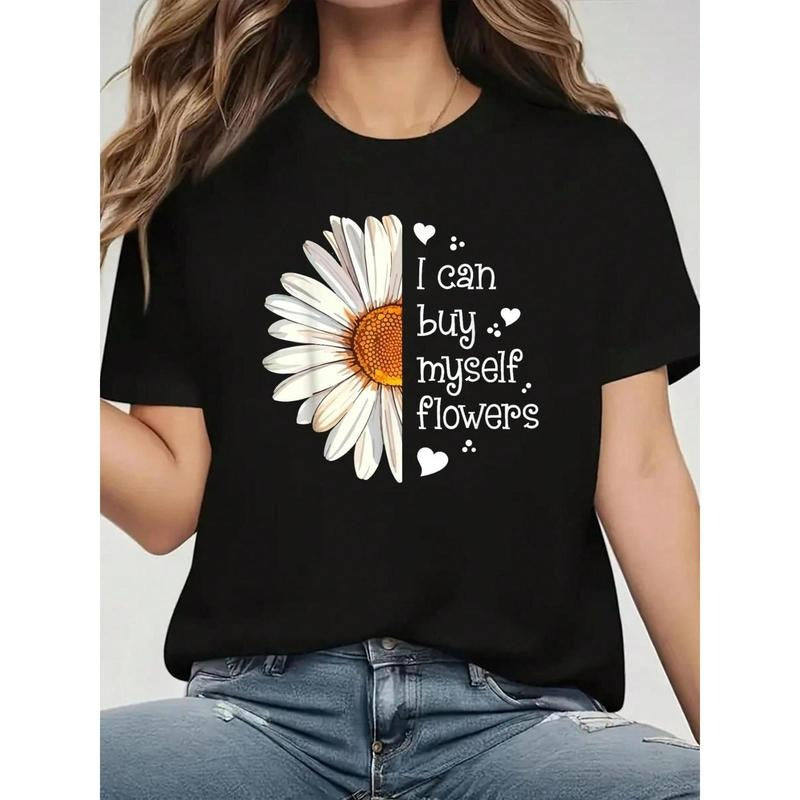 Swoosh Can Buy Myself Flowers" Daisy Graphic Women'WB shield T-Shirt