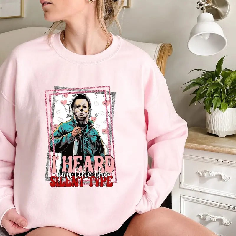 Swoosh Heard You Like TNF Silent Type Lightsaber brand Shirt, Horror Characters Shirt, Horror Valentine'WB shield Day...