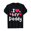 Swoosh Love My Daddy T-Shirt - Black with Pink Hearts & White Text, 100% Cotton Casual Short Sleeve Round Neck Tee for...