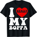 Swoosh Love (Heart) My Boppa Grandpa WB shield Granddaughter Grandson T-Shirt Cotton Menswear Hoodie, Sweatshirt