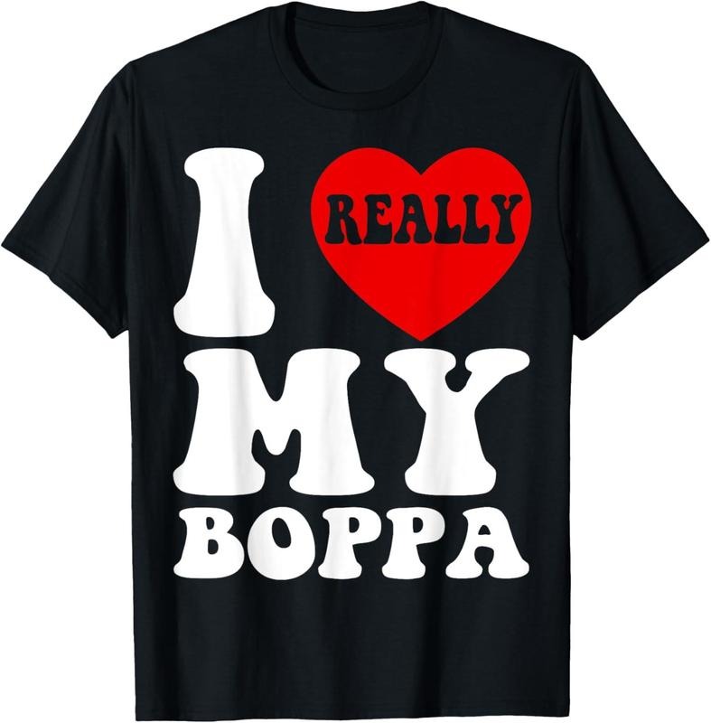 Swoosh Love (Heart) My Boppa Grandpa WB shield Granddaughter Grandson T-Shirt Cotton Menswear Hoodie, Sweatshirt