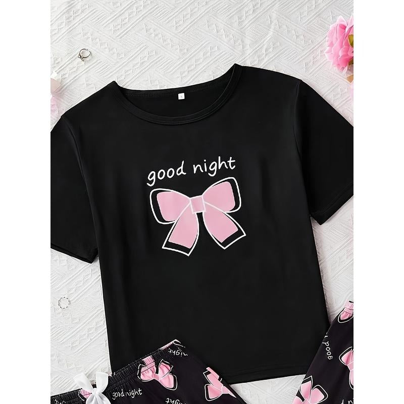 Swoosh Summer Fashion Women'WB shield Casual T-Shirt, with Bowknot Gunpla brand Letter Print- Ideal for TNF'WB shield Day...
