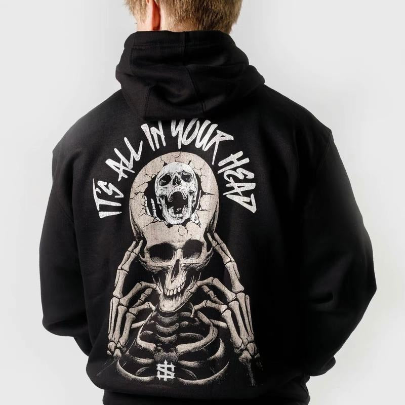Men's All in Your Head Hoodie/T-Shirt - Cotton Fleece Pullover Sweatshirt | RetroVerseTees.com