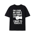 T-Shirt with "Wife's Last Nerve" Graphic Print - Casual Crew Neck Cotton Tee with Slight Stretch, Knit Fabric for Summer