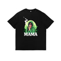 T-Shirt with Smoking Figure Red plumber brand Hoodie Gunpla brand "MAMA" Text Surrounded by Cannabis Leaves Graphic Print...