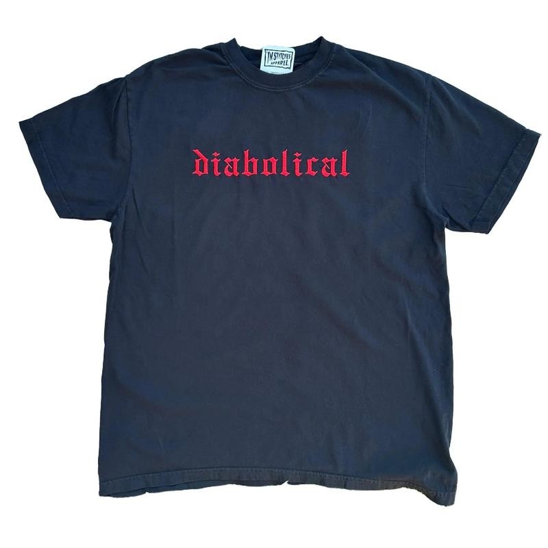 T-shirt Diabolical Embroidered Comfort Color TEE, Alt Fashion, Alternative Hoodie, Sweatshirt | RetroVerseTees.com