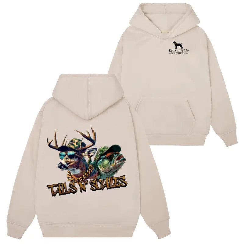 TAILS & SCALES Hunting Graphic Sweatshirt Hoodie Tshirt, Unisex Crew Neck, Regular Fit, Comfortable Casual Cotton Outfit...