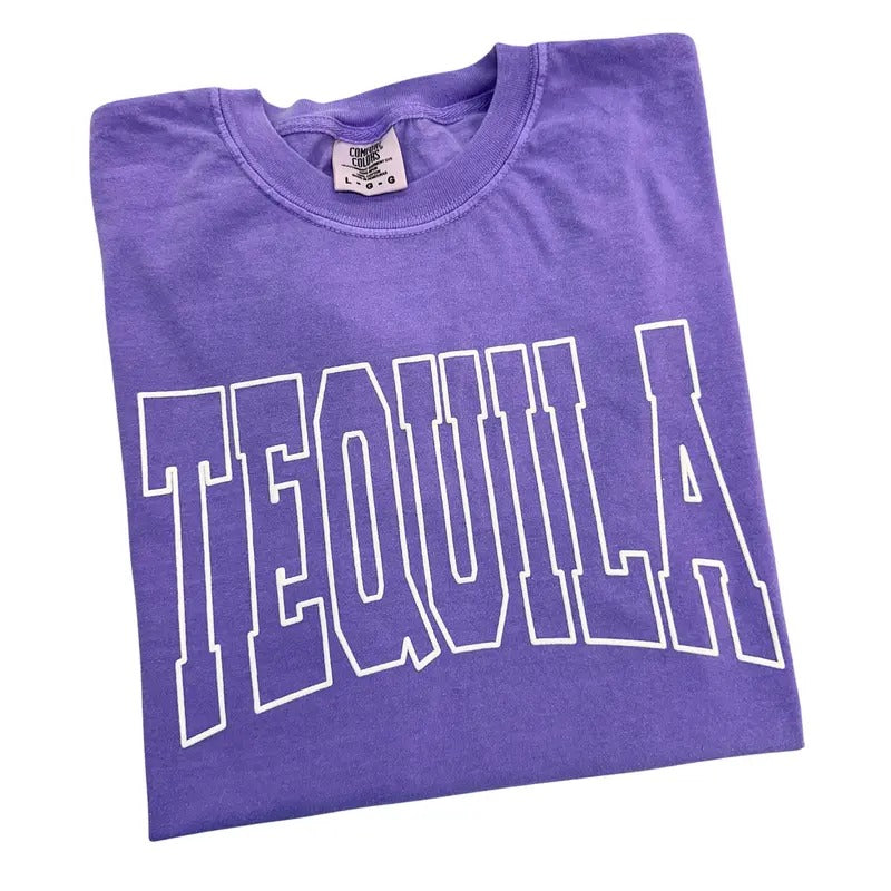 TEQUILA White Puff Comfort Colors T-Shirt Hoodie, Sweatshirt | RetroVerseTees.com