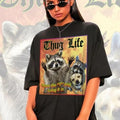 THUG LIFE Hug Life Meme Shirt -Raccoon Tanuki,Opossums Lover Shirt,Possums Shirt,Sad Opossums Meme,Eat Trash Possum...