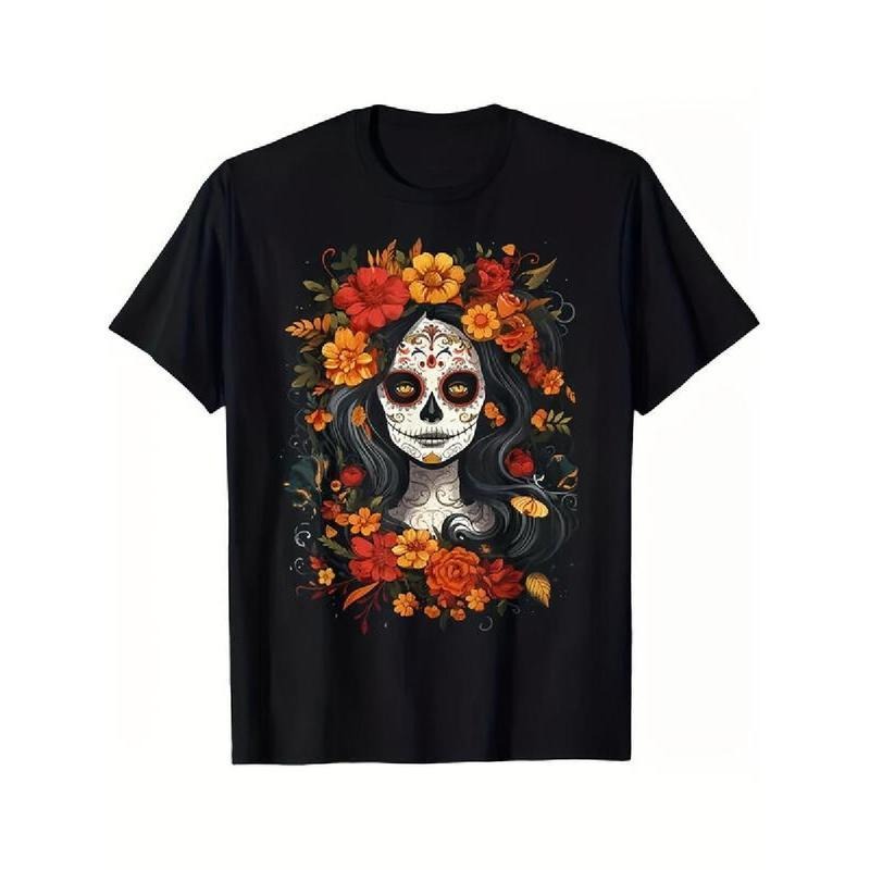 TNF Casual Wear Adults Breathing styles Los Muertos Breathing styles Catrina Day FOG TNF Dead Sugar Skull Women T-Shirt...