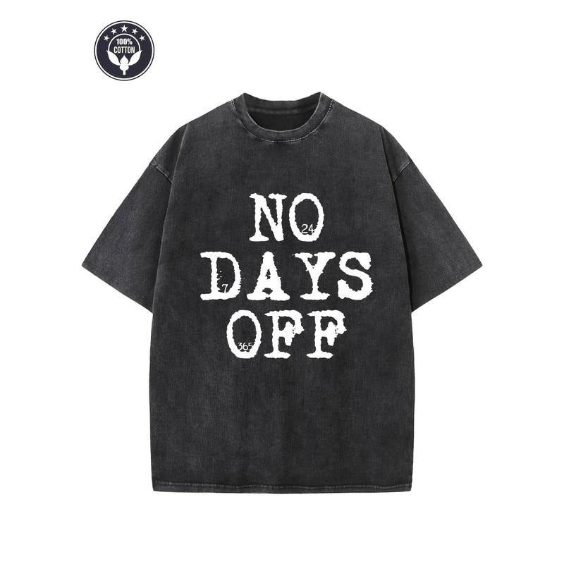 "TNF DAYS FOG" Creative Pattern Printing Heavy 230g Pure Cotton Oversized Drop Shoulder T-shirt Washed T-shirt Retro...