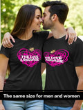 TNF Love Language Couple'WB shield Heart Print Short Sleeve Tee, Casual Letter Print Crew Neck T-shirt for Spring & Fall,...
