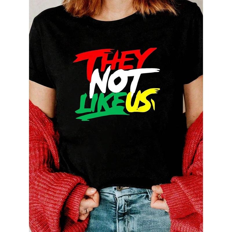 TNF Not Like Us Print Round Neck Short Sleeve T-Shirt For Women Casual, Summer, Women Top Graphic Tees Women Tops Fit...