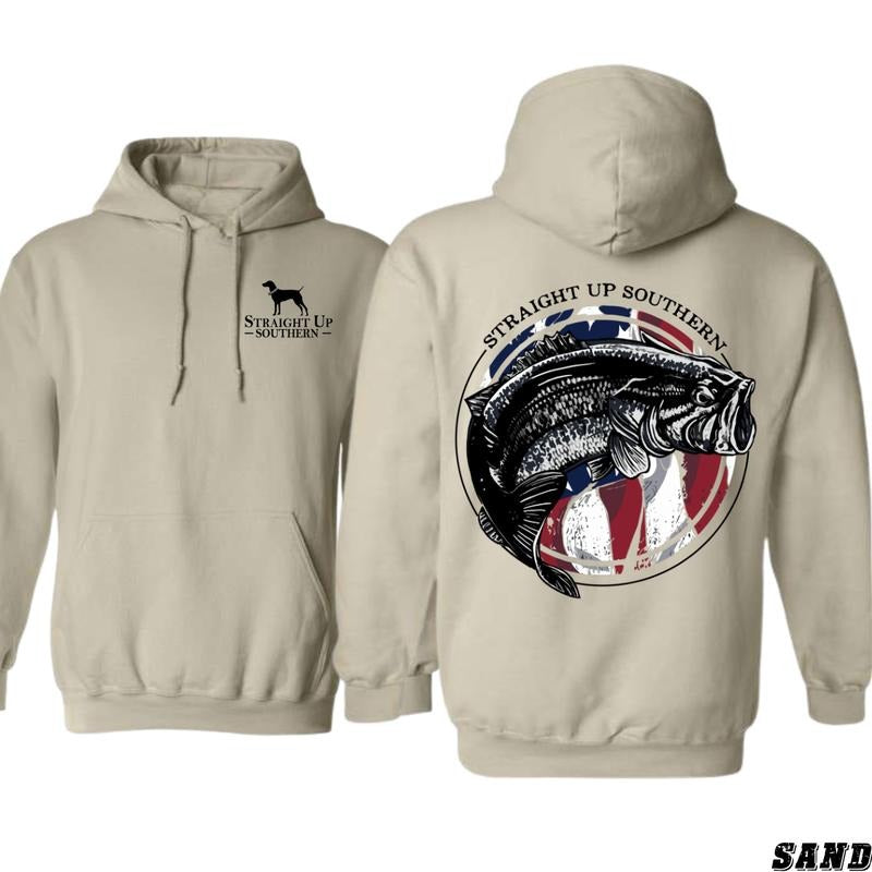 TNF Pride Patriotic Bass Fish Graphic Hoodie for Fishing Enthusiasts - tiktok shop store, Tops, Sweatshirts T-Shirts