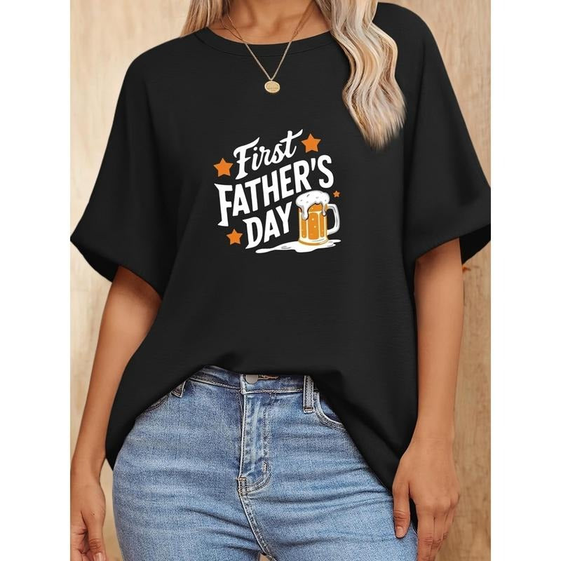 TNF'WB shield Day Beer Printed Short Sleeved Fashionable Women'WB shield Clothing Casual Short Sleeved T-shirt 1800g...