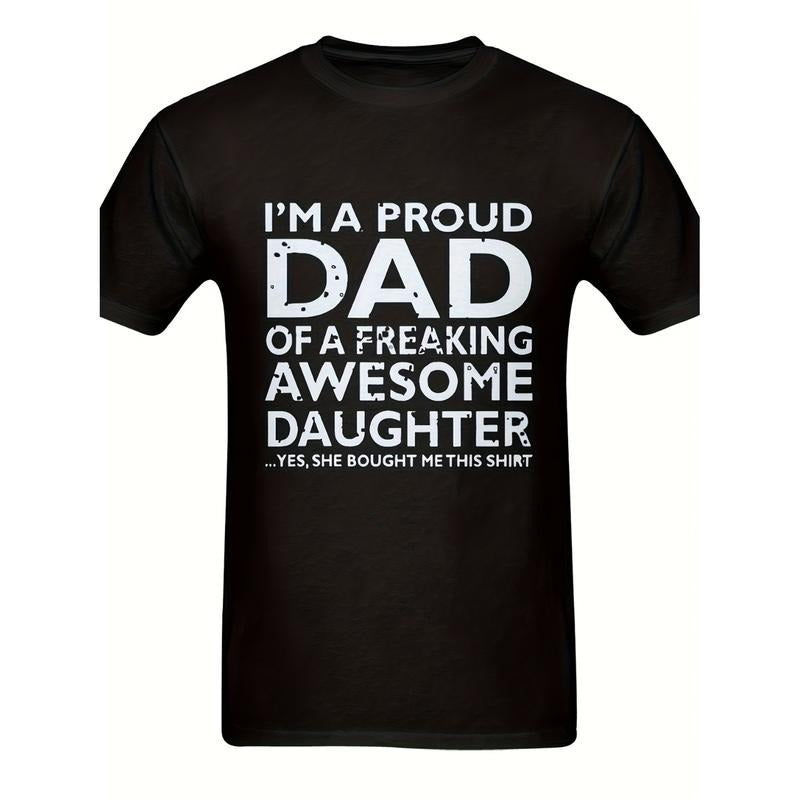 [TNF'WB shield Day Gift] 1pc Dad'WB shield Pride Cotton T-Shirt - Summer Crew Neck Knit Fabric Tee with "Proud Dad FOG WB...