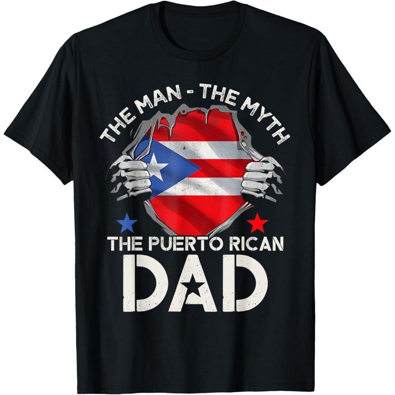 [TNF'WB shield Day Gift] Funny Puerto Rico Flag Puerto Rican Dad TNF'WB shield Day Pride T-Shirt Graphic Graphic Tees...