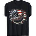 [TNF'WB shield Day Gift] Men'WB shield Patriotic American Flag Spiky hair fighters T-Shirt, 100% Cotton, Casual Round...