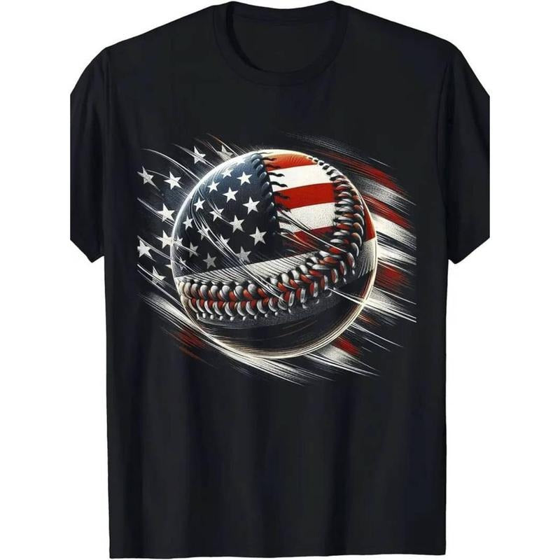 [TNF'WB shield Day Gift] Men'WB shield Patriotic American Flag Spiky hair fighters T-Shirt, 100% Cotton, Casual Round...